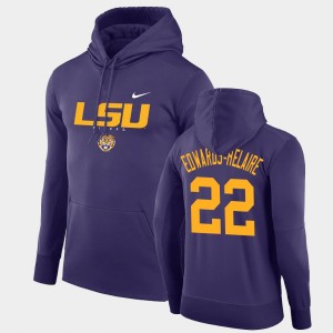 Clyde Edwards-Helaire Tiger Nation Men #22 Facility Performance Pullover Hoodie - Purple 991445-797