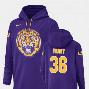 Cole Tracy Tiger Nation Champ Drive #36 Men's Football Performance Hoodie - Purple 494040-460