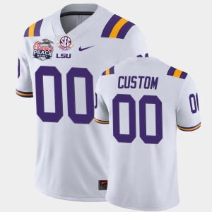 Custom Tigers #00 Men 2019-20 Peach Bowl Champions Home College Football Jersey - White 115043-178