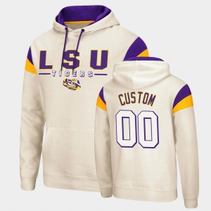 Custom LSU Tigers Men's Fortress Pullover #00 Hoodie - Cream 410196-944