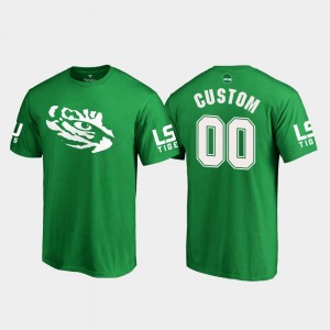 Custom Geaux Tigers #00 White Logo St. Patrick's Day Men's T-Shirt - Kelly Green 185842-510