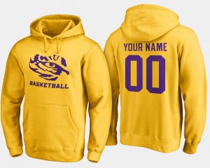 Custom LSU Basketball #00 Men Name and Number Hoodie - Gold 600753-230