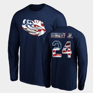 Derek Stingley Jr. Fighting Tigers Long Sleeve #24 Men's Banner Wave T-Shirt - Navy 765519-192