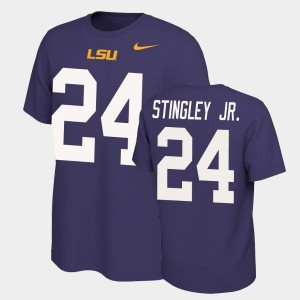 Derek Stingley Jr. Fighting Tigers Name & Number Retro Men's #24 Name and Number T-Shirt - Purple 749867-991