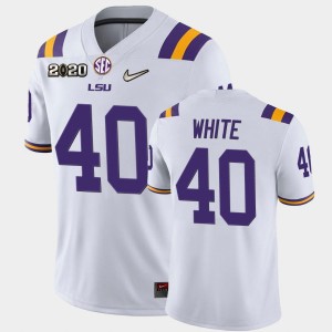 Devin White LSU Tigers Mens 2020 Football #40 Game Jersey - White 225593-733