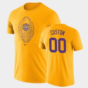 Custom Tiger Nation #00 Men Legend Football Icon T-Shirt - Gold 690419-948