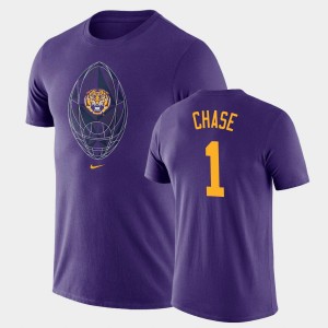 Ja'Marr Chase Geaux Tigers Football Icon Legend #1 Mens T-Shirt - Purple 520238-318