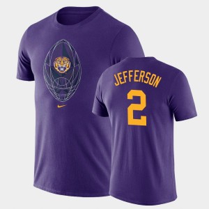 Justin Jefferson LSU Tigers Men Football Icon Legend #2 T-Shirt - Purple 586587-836