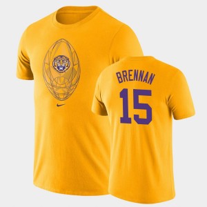 Myles Brennan Geaux Tigers #15 Football Icon Legend Men's T-Shirt - Gold 956148-631