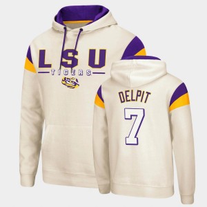 Grant Delpit Louisiana State Tigers #7 Mens Pullover Fortress Hoodie - Cream 363859-698