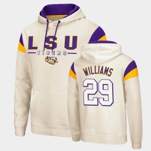 Greedy Williams Geaux Tigers #29 Men Fortress Pullover Hoodie - Cream 816154-332