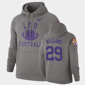 Greedy Williams Geaux Tigers Men Pullover Retro Football #29 Hoodie - Heathered Gray 143047-931
