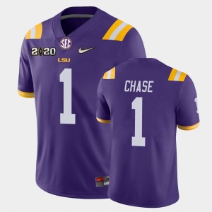 Ja'Marr Chase Tiger Nation Men's 2020 Football #1 Game Jersey - Purple 782833-295