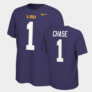 Ja'Marr Chase Fighting Tigers #1 Name and Number Mens Name & Number Retro T-Shirt - Purple 550379-743