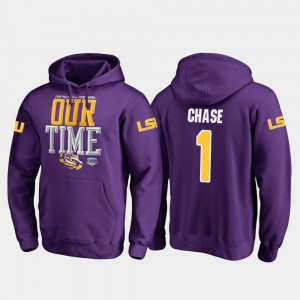 Ja'Marr Chase Geaux Tigers Mens #1 Counter 2019 Fiesta Bowl Bound Hoodie - Purple 599103-292