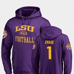Ja'Marr Chase Tiger Nation Men Neutral Zone College Football #1 Hoodie - Purple 111845-902