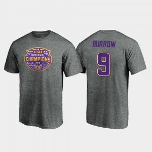 Joe Burrow Tiger Nation #9 College Football Playoff Visor Men's 2019 National Champions T-Shirt - Heather Gray 642394-153