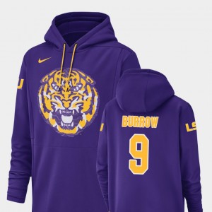 Joe Burrow LSU Tigers Football Performance Men's #9 Champ Drive Hoodie - Purple 956666-278