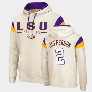 Justin Jefferson Geaux Tigers Men Fortress #2 Pullover Hoodie - Cream 800572-639
