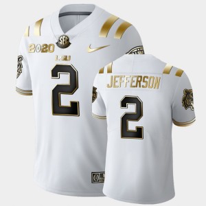 Justin Jefferson Louisiana State Tigers Mens Golden Edition #2 2020 National Champions Jersey - White 402843-303