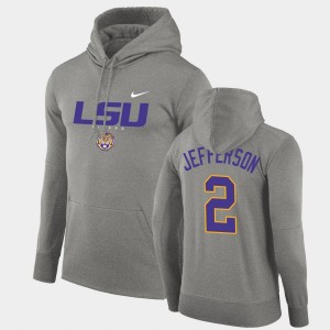 Justin Jefferson LSU #2 Facility Performance Men Pullover Hoodie - Gray 284235-422