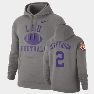 Justin Jefferson Fighting Tigers Retro Football #2 Pullover Men Hoodie - Heathered Gray 551350-954