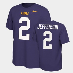 Justin Jefferson Louisiana State Tigers Name and Number Men Name & Number Retro #2 T-Shirt - Purple 286254-222