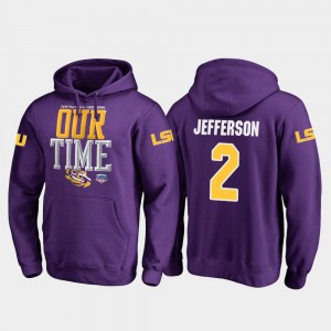Justin Jefferson LSU #2 Men 2019 Fiesta Bowl Bound Counter Hoodie - Purple 197982-778