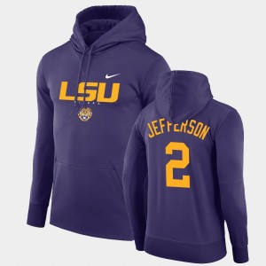 Justin Jefferson LSU #2 Pullover Facility Performance Mens Hoodie - Purple 986023-800
