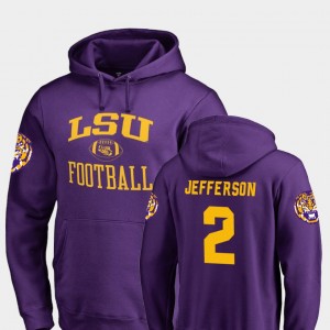 Justin Jefferson LSU Tigers Neutral Zone Mens College Football #2 Hoodie - Purple 568649-461