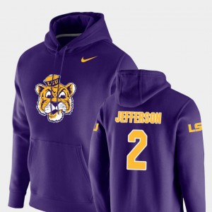 Justin Jefferson LSU Tigers Vault Logo Club #2 Pullover Mens Hoodie - Purple 907824-881