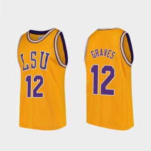 Marshall Graves LSU Tigers Replica College Basketball Men #12 Jersey - Gold 190210-248