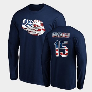 Myles Brennan Tigers Banner Wave Long Sleeve Men's #15 T-Shirt - Navy 332946-870