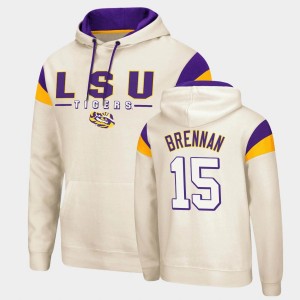 Myles Brennan LSU Fortress Mens #15 Pullover Hoodie - Cream 217602-945
