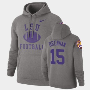 Myles Brennan Fighting Tigers Pullover Retro Football #15 Mens Hoodie - Heathered Gray 931506-234