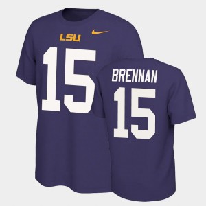 Myles Brennan Louisiana State Tigers Men #15 Name & Number Retro Name and Number T-Shirt - Purple 753058-516