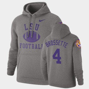Nick Brossette LSU Men Pullover #4 Retro Football Hoodie - Heathered Gray 940367-396