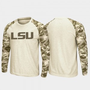 Louisiana State Tigers Mens Raglan Long Sleeve Desert Camo OHT Military Appreciation T-Shirt - Oatmeal 686317-978