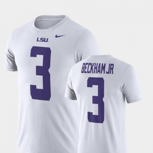 Odell Beckham Jr Tiger Nation Football Performance #3 Name and Number Mens T-Shirt - White 179398-680