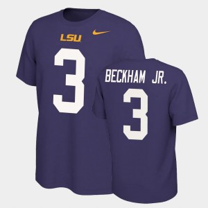 Odell Beckham Jr. Geaux Tigers Men #3 Name & Number Retro Name and Number T-Shirt - Purple 818093-425