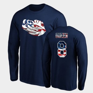 Patrick Queen Louisiana State Tigers #8 Men's Banner Wave Long Sleeve T-Shirt - Navy 643988-157
