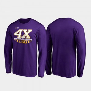 Geaux Tigers Men's Reverse Long Sleeve 4-Time Football National Champions T-Shirt - Purple 765325-856