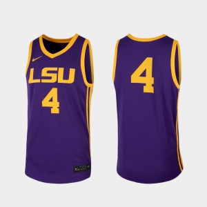 Tigers Mens Replica #4 College Basketball Jersey - Purple 323983-355