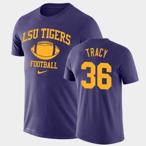 Cole Tracy Geaux Tigers #36 Retro Football Legend Performance Mens T-Shirt - Purple 910804-129