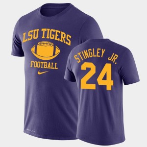 Derek Stingley Jr. Fighting Tigers Legend Performance #24 Men's Retro Football T-Shirt - Purple 757648-742