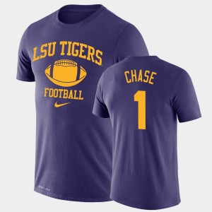 Ja'Marr Chase Geaux Tigers Retro Football Legend Performance #1 Men T-Shirt - Purple 724741-320