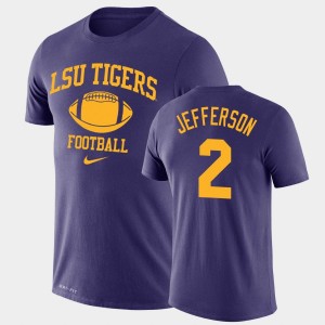 Justin Jefferson Fighting Tigers Mens #2 Retro Football Legend Performance T-Shirt - Purple 464134-996