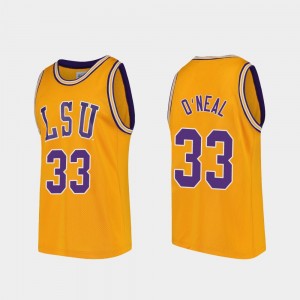 Shaquille O'Neal Tigers College Basketball #33 Mens Replica Jersey - Gold 139387-275