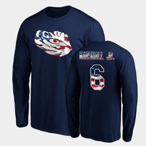 Terrace Marshall Jr. LSU Banner Wave #6 Men's Long Sleeve T-Shirt - Navy 638391-196