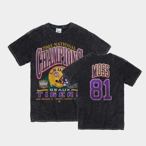Thaddeus Moss LSU 2003 National Championship #81 Men Vintage Tubular T-Shirt - Black 766772-623